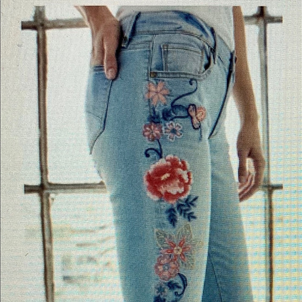 Free People “Driftwood Embroidered Skinny Jeans”